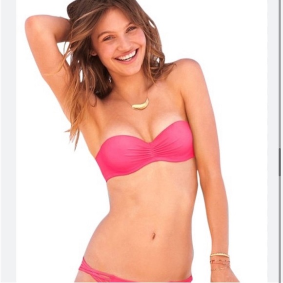 Victoria’s Secret 36C pink & black flirt bandeau bikini tops - Picture 16 of 16